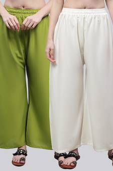 Pack of 2 Women Flared Rayon Palazzo