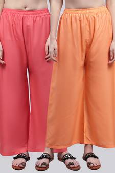 Pack of 2 Women Flared Rayon Palazzo