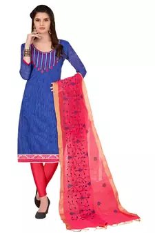Blue embroidered cotton salwar