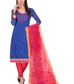Blue embroidered cotton salwar