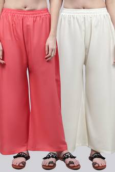 Pack of 2 Women Flared Rayon Palazzo