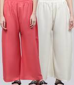 Pack of 2 Women Flared Rayon Palazzo