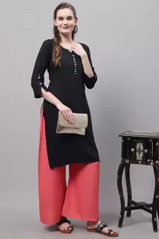Pack of 2 Women Flared Rayon Palazzo