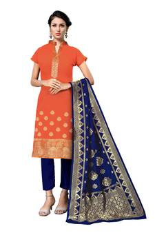 Orange woven banarasi silk salwar