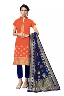 Orange woven banarasi silk salwar