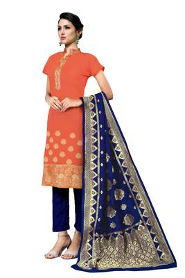 Orange woven banarasi silk salwar 2