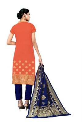 Orange woven banarasi silk salwar 3