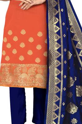 Orange woven banarasi silk salwar 4