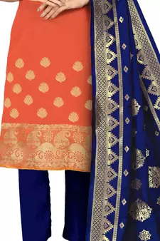 Orange woven banarasi silk salwar