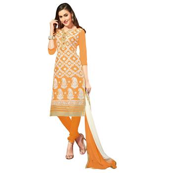 Orange embroidered cotton salwar 1