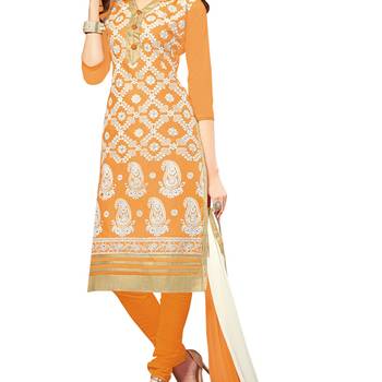 Orange embroidered cotton salwar 2