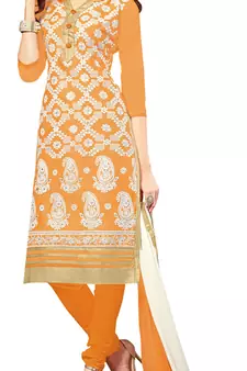 Orange embroidered cotton salwar
