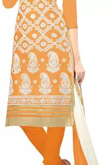Orange embroidered cotton salwar