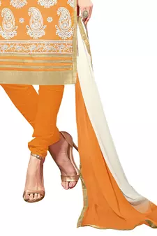 Orange embroidered cotton salwar