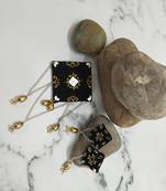 SHADES Mirror Velvet black brooch and earings