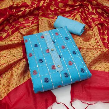 Sky-blue woven jacquard salwar 1
