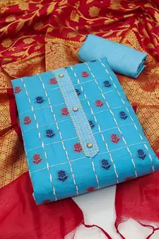 Sky-blue woven jacquard salwar