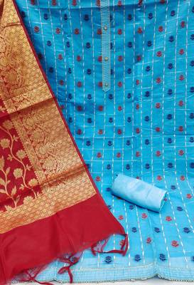 Sky-blue woven jacquard salwar 2