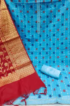 Sky-blue woven jacquard salwar