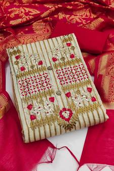 Beige embroidered cambric salwar