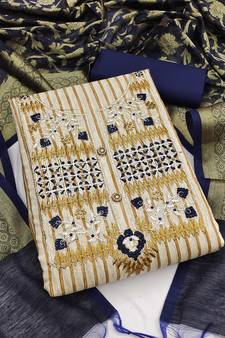 Beige embroidered cambric salwar