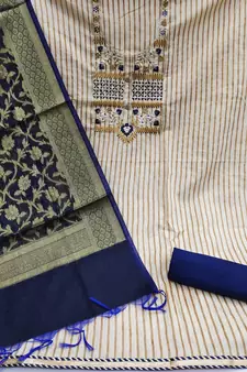 Beige embroidered cambric salwar