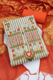Beige embroidered cambric salwar