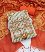 Beige embroidered cambric salwar