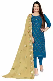 Blue embroidered chanderi salwar