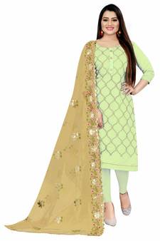 Light-green embroidered chanderi salwar