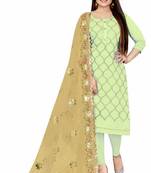 Light-green embroidered chanderi salwar