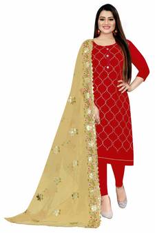 Red embroidered chanderi salwar