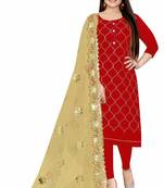 Red embroidered chanderi salwar