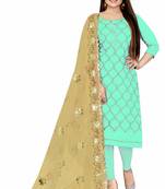 Sea-green embroidered chanderi salwar