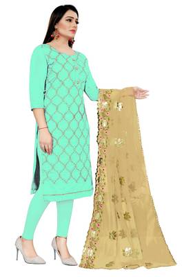 Sea-green embroidered chanderi salwar 4