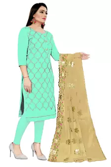 Sea-green embroidered chanderi salwar