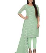 Sea-green embroidered chanderi salwar