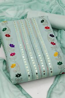 Sea-green embroidered chanderi salwar