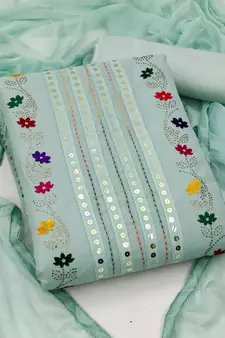 Sea-green embroidered chanderi salwar