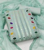 Sea-green embroidered chanderi salwar