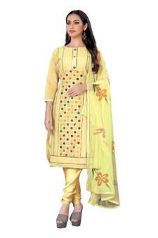 Beige embroidered cotton salwar
