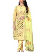 Beige embroidered cotton salwar