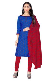 Blue printed cotton salwar