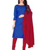 Blue printed cotton salwar