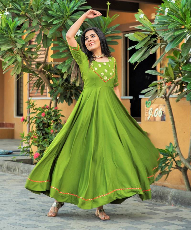 Leafy Mahendi Green Dress - SHREETATVAM - 4029912