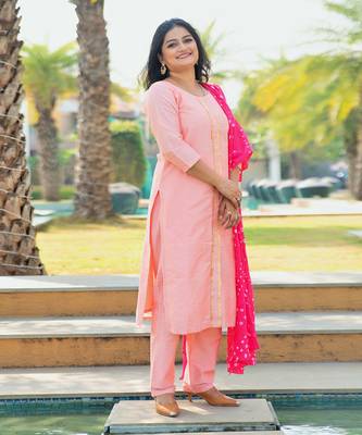 Baby Pink Silk Suit Set 2