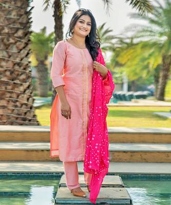 Baby Pink Silk Suit Set 1