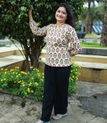 Beige Floral Classic Top