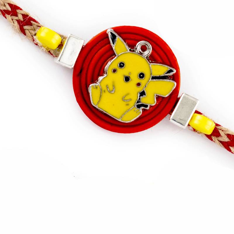 Aapno Rajasthan Red & Yellow Pikachu Motif Kids Rakhi