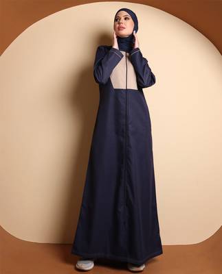 Length 56 | Midnight Blue Full Front Open Jilbab | Silk Route  1